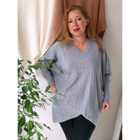 Bryony Fine Knit Tunic Grey (sz 16-24)