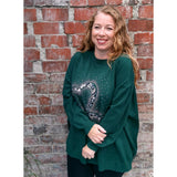 Zoe Sequin Heart Jumper Forest Green (sz 16-26)