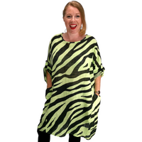 Shola Zebra Cotton Top Lime (sz 20-26)