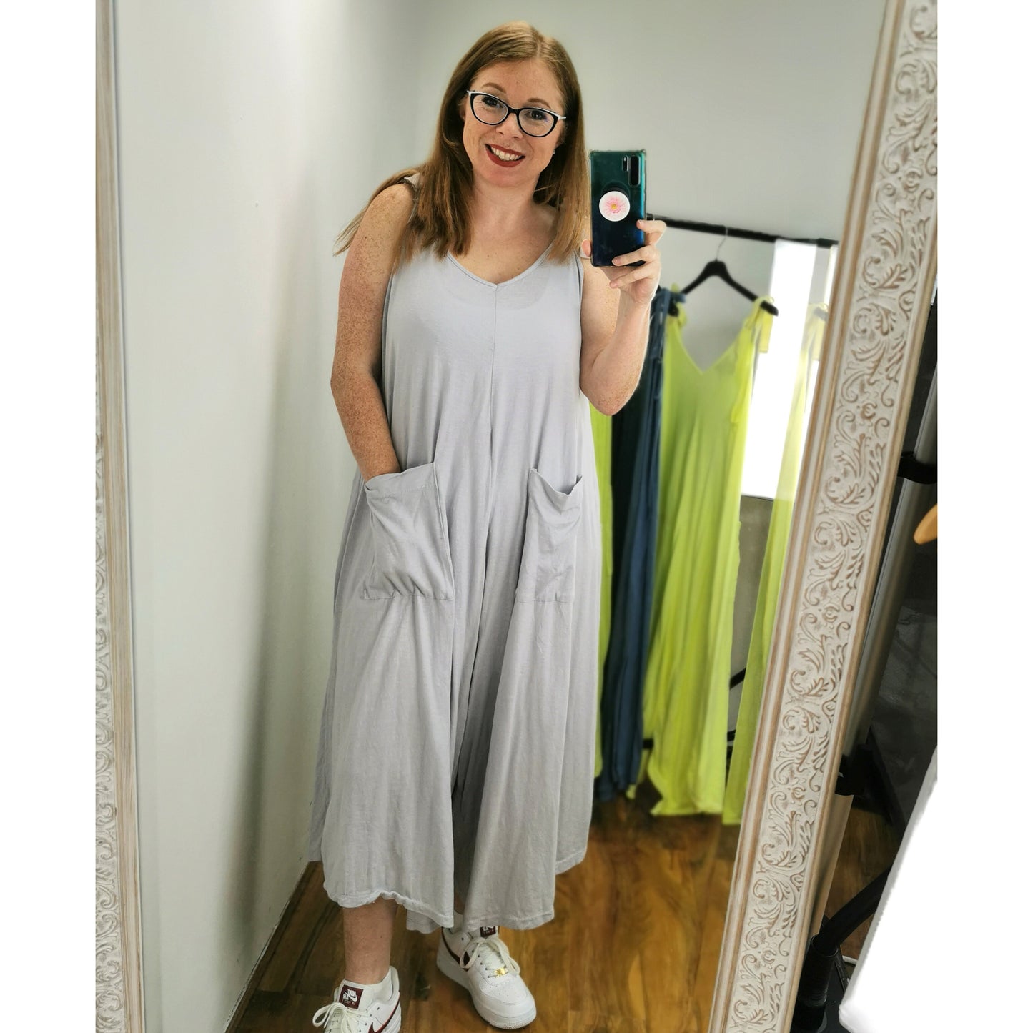 Zoe Wide Leg Jumpsuit Light Grey (sz 14-22)