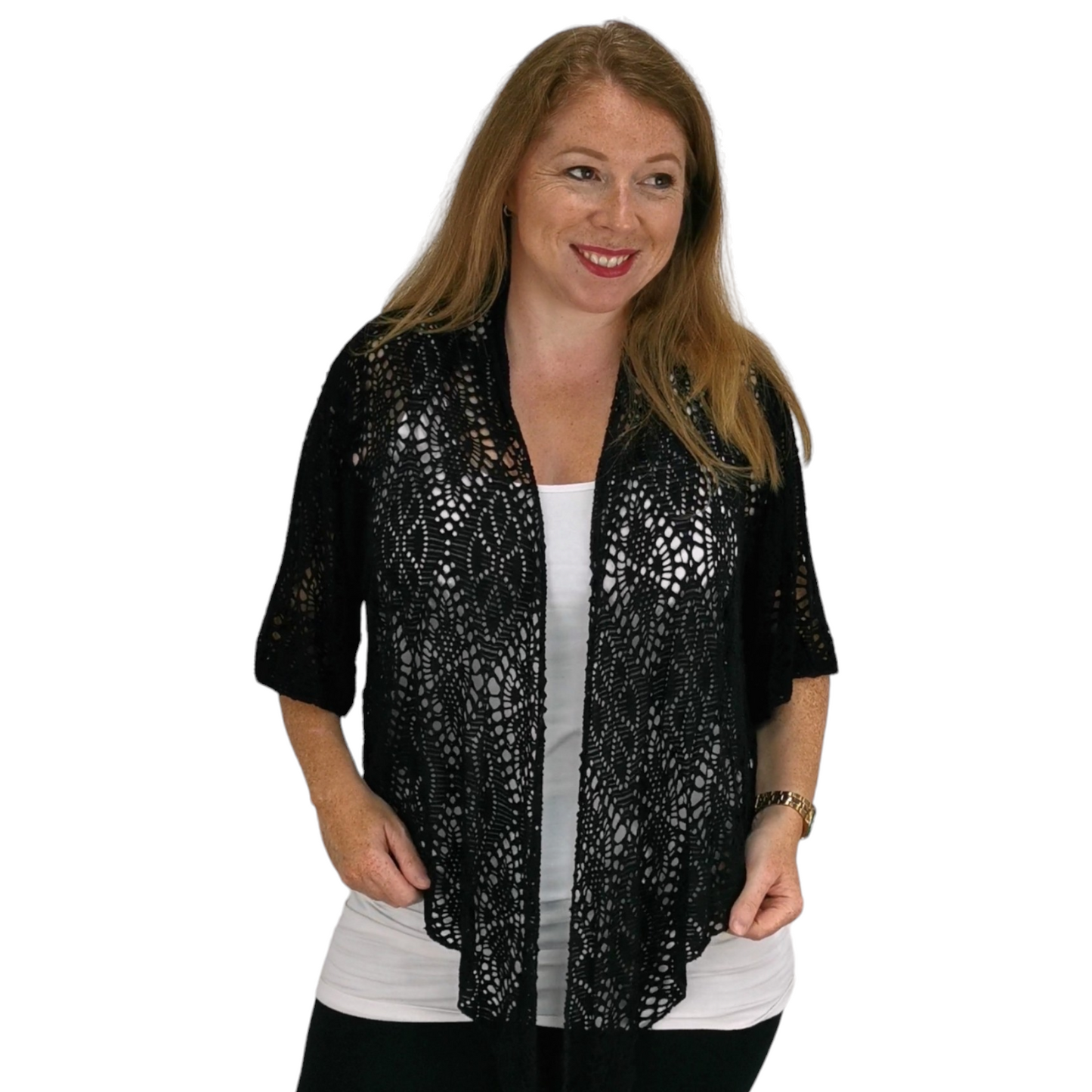 Mia Lace Shrug Denim Black (sz 14-22)