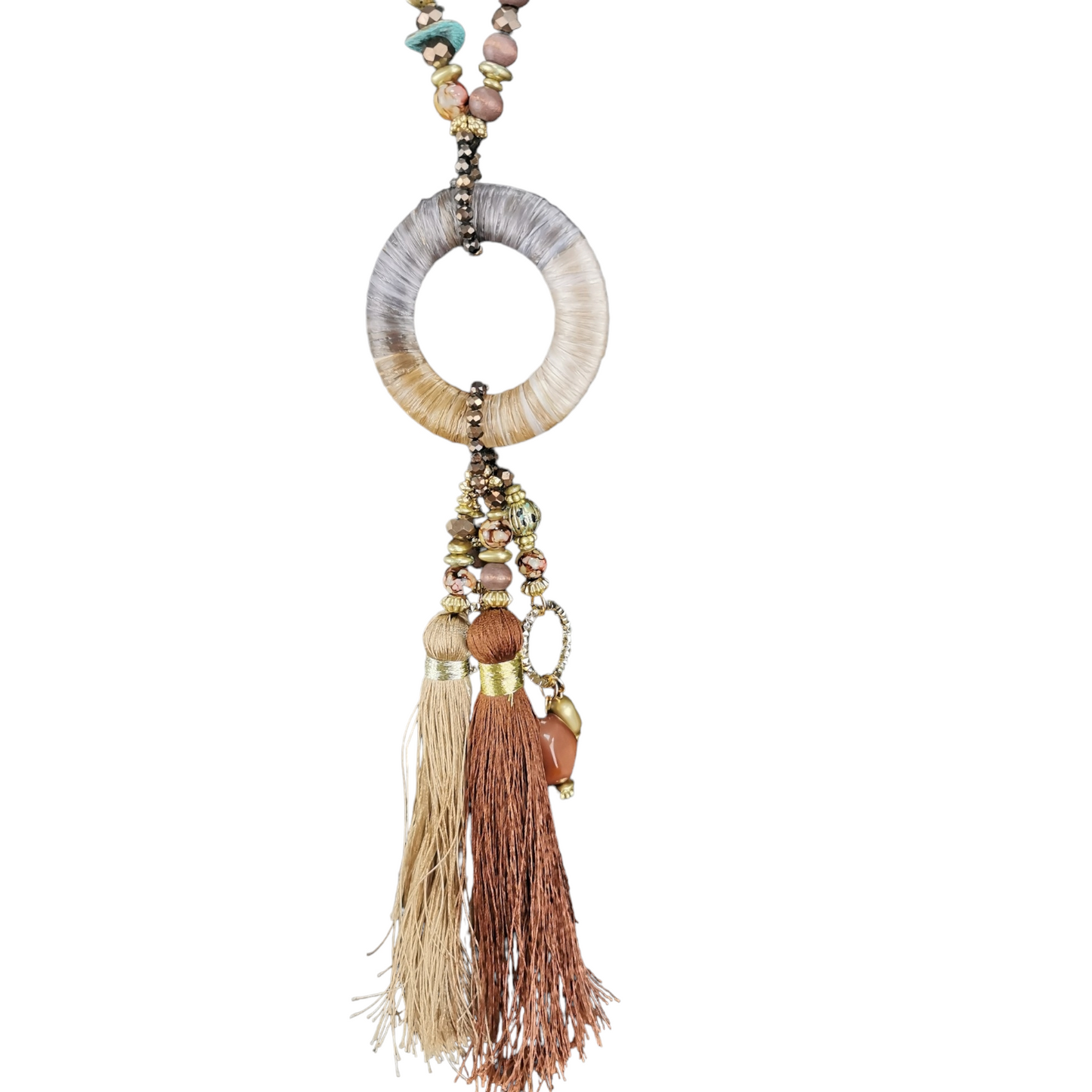 Alice Hoop Tassel Necklace Brown