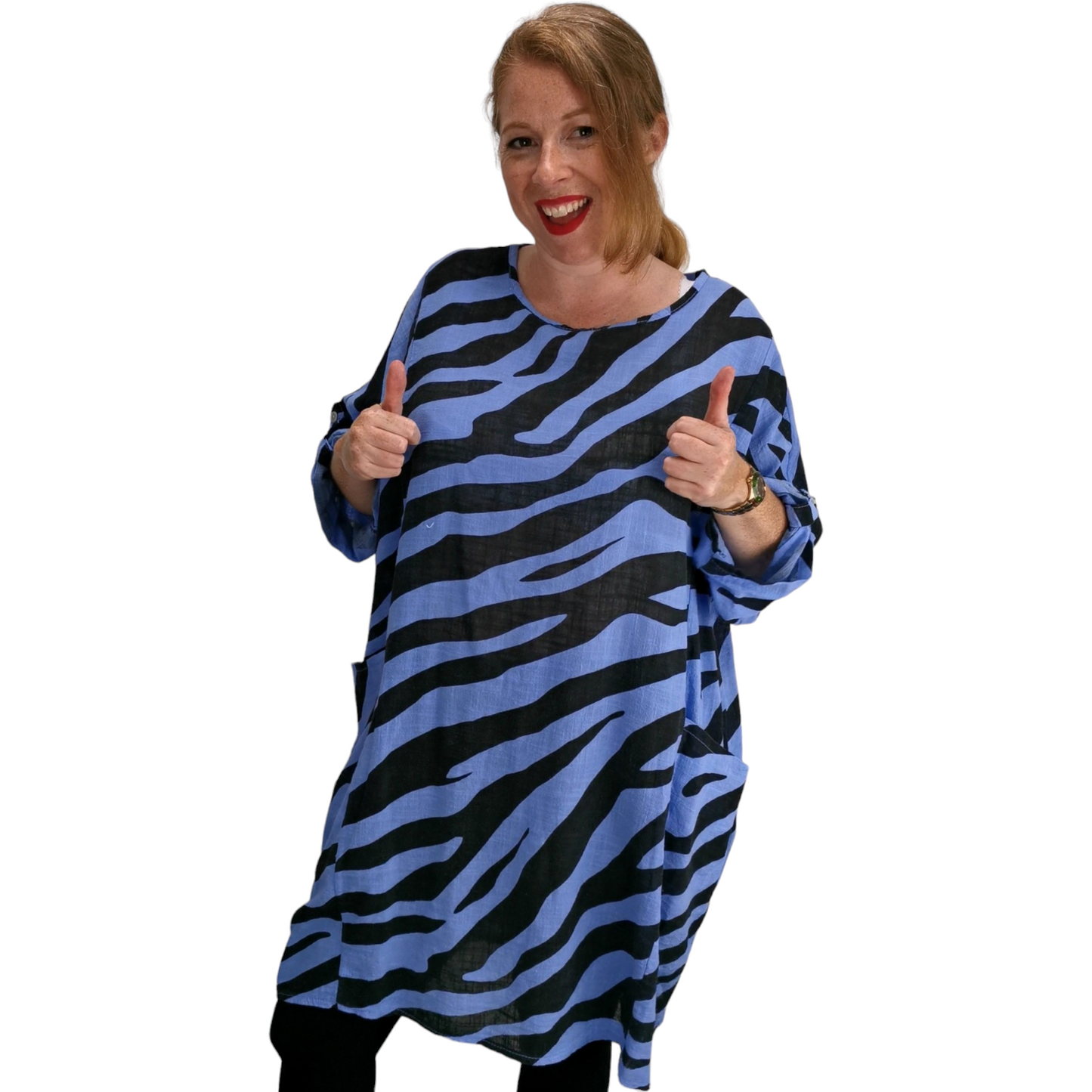 Shola Zebra Cotton Top Periwinkle (sz 20-26)