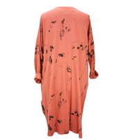 Maya Asymmetrical Brush Print Tunic Salmon (sz 18-24)