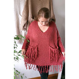 Kylie Chunky Knit Tassel Jumper Wine (sz 16-22)