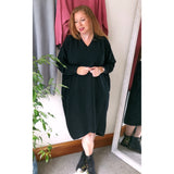 Honey Ribbed Knit Dress Black (sz 16-26)