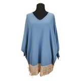 Bessie Sequin Batwing Top Denim Blue (sz 20-28)