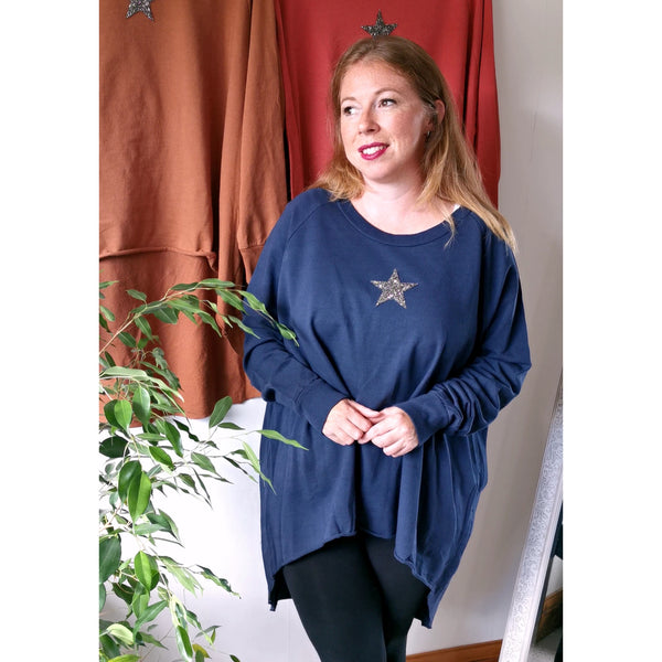 Krystal Star Sweater Navy (sz 14-24)