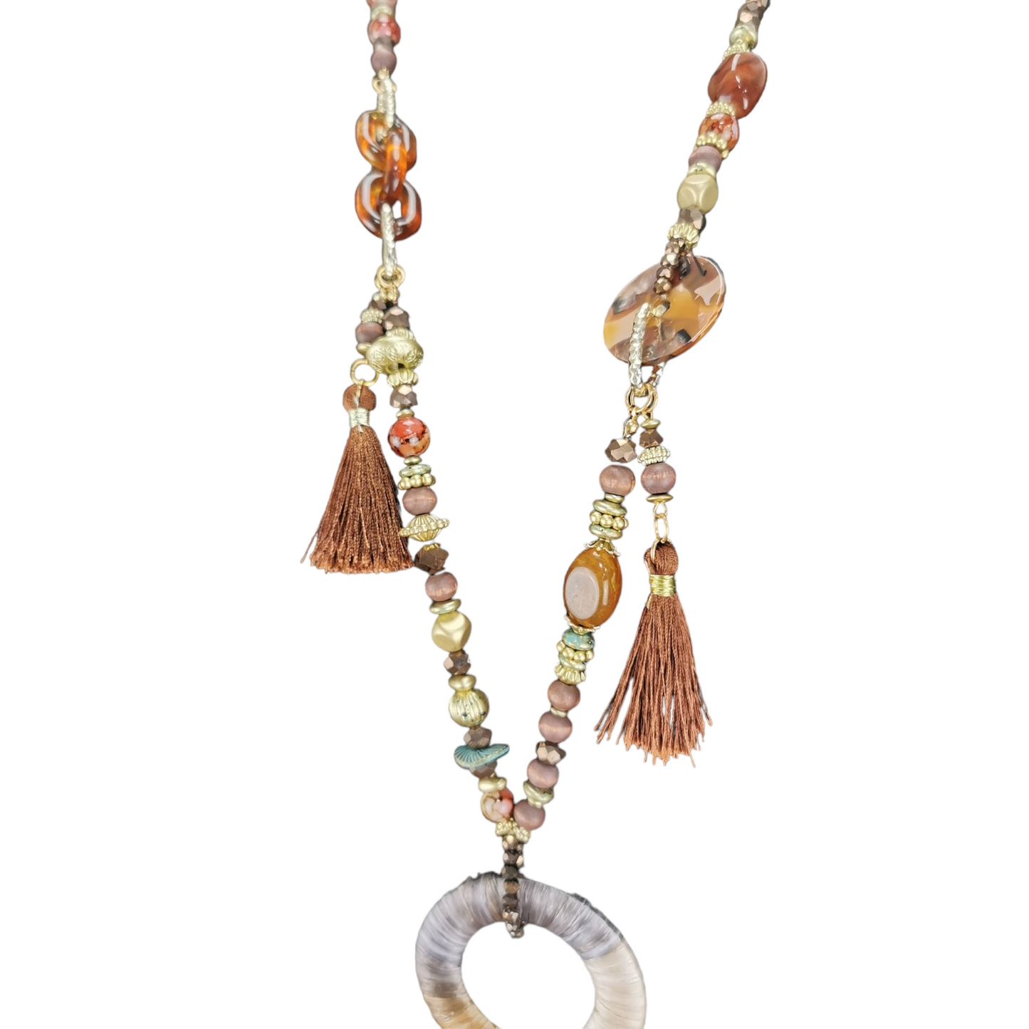 Alice Hoop Tassel Necklace Brown