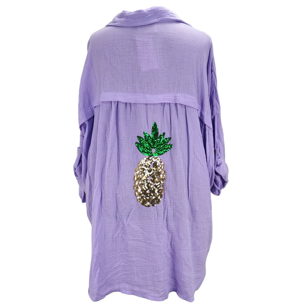 Pineapple Sparkle Shirt Lavender (sz 20-28)