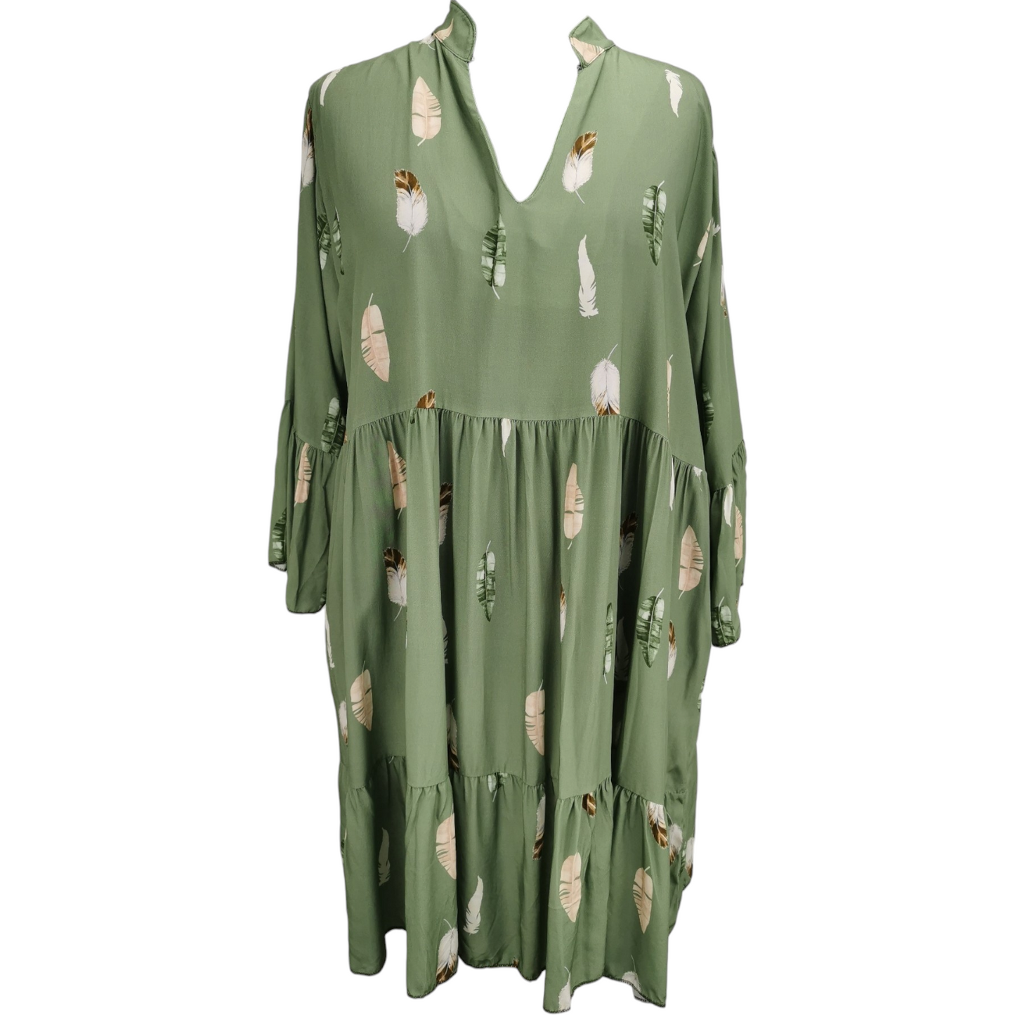 Laci Feather Print Smock Tunic Asparagus (sz 16-22)