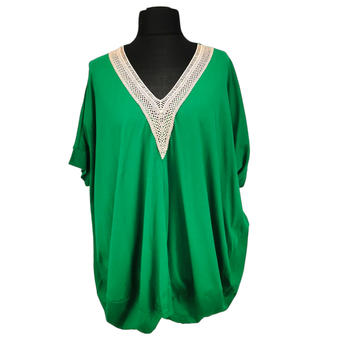 Valerie Deco V-Neck Top Emerald Green (sz 16-26)