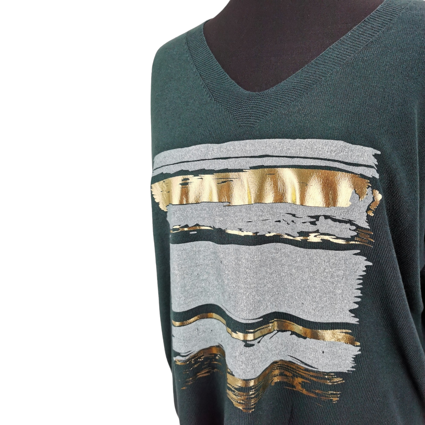 Luna Golden Stripe Jumper Evergreen (sz 18-24)