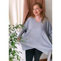 Bryony Fine Knit Tunic Grey (sz 16-24)