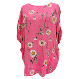 Clara Daisy Cotton Top Fuchsia (sz 16-22)