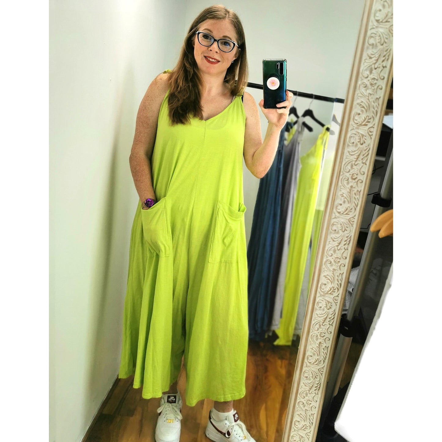 Zoe Wide Leg Jumpsuit Lime (sz 14-22)