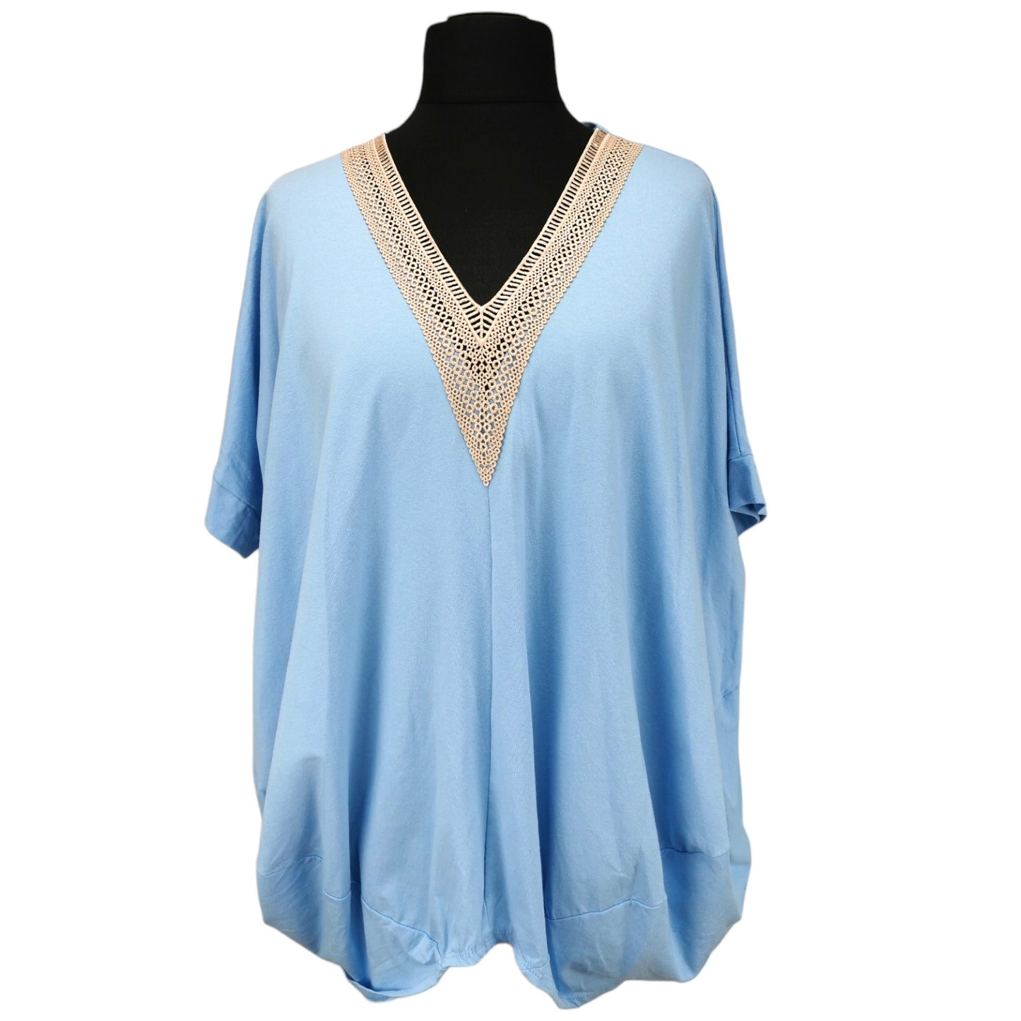 Valerie Deco V-Neck Top Baby Blue (sz 16-26)