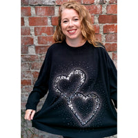 Zoe Sequin Heart Jumper Black (sz 16-26)