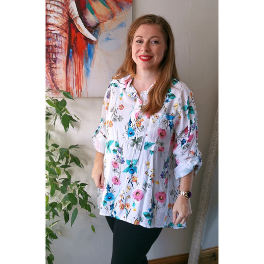 Spring Bloom Shirt Top White (sz 14-22)