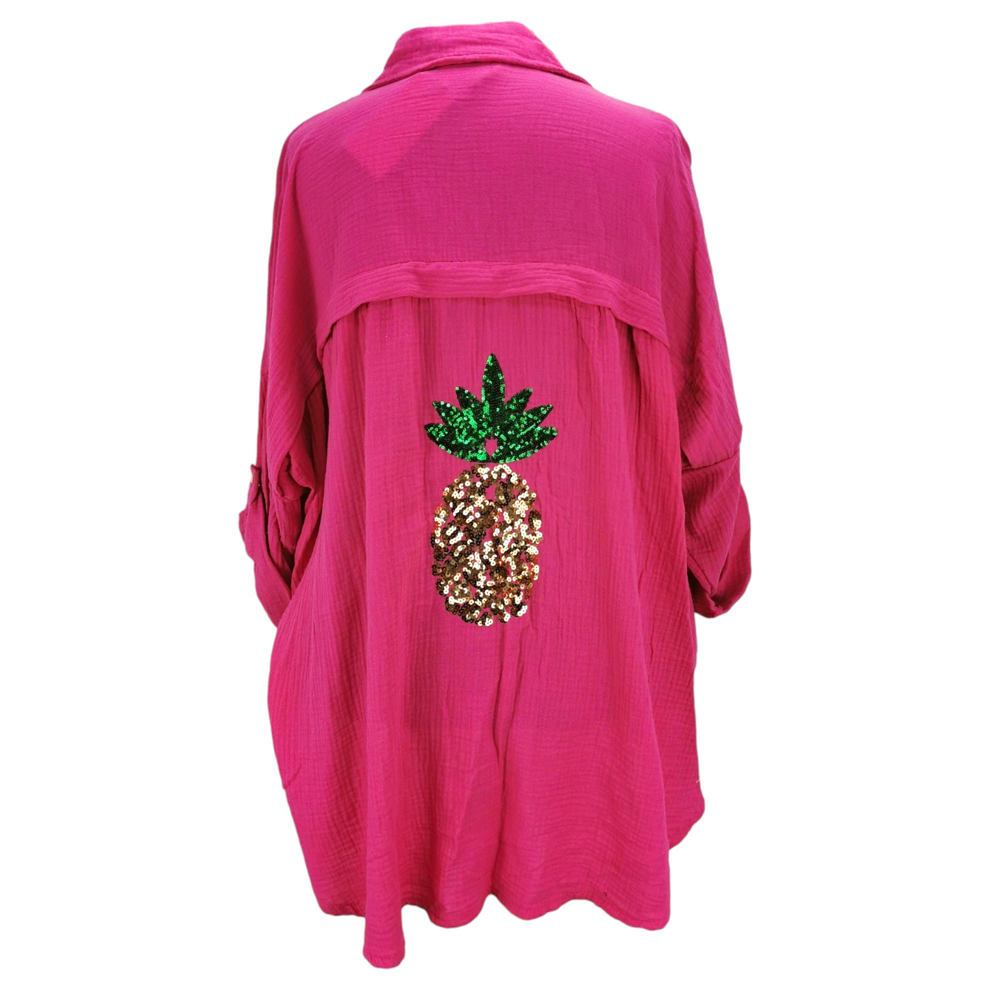 Pineapple Sparkle Shirt Fuchsia (sz 20-28)