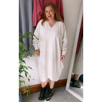 Honey Ribbed Knit Dress Cream (sz 16-26)