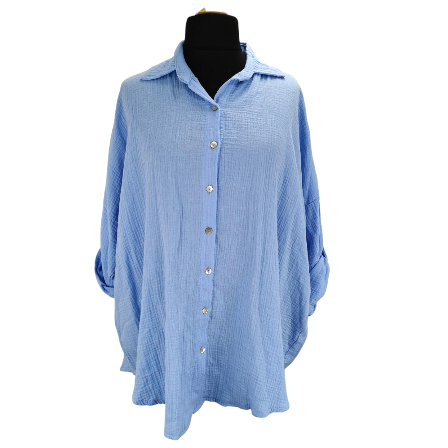 Pineapple Sparkle Shirt Sky Blue (sz 20-28)