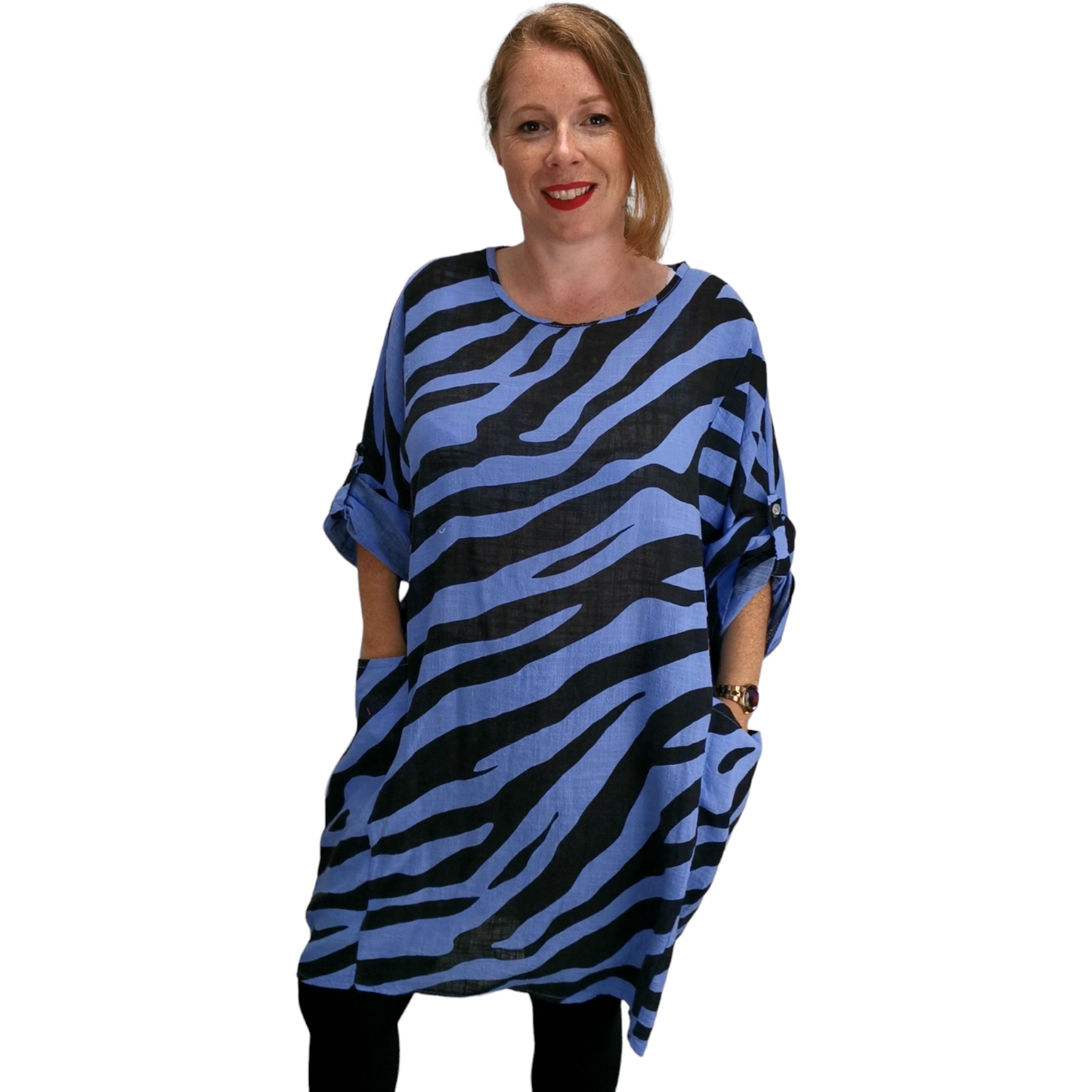 Shola Zebra Cotton Top Periwinkle (sz 20-26)