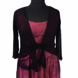 Beautiful, lightweight shrug with 3/4 length sleeves and tie detail. 