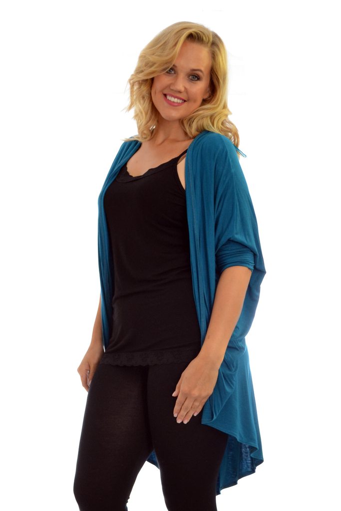 Willow Batwing Cardigan Teal (size 14-18)