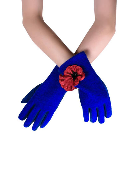 Frances Poppy Gloves Royal Blue