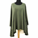 Rosie Drawstring Pocket Top Khaki (sz 18-28)