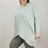Tanya Ribbed V-Neck Sweater Pastel Green (sz 14-24)