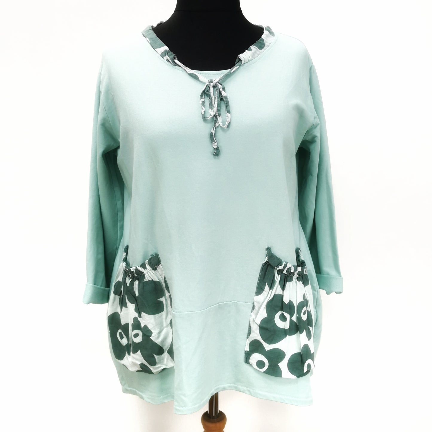 Felicity Flower Pocket Top Mint (sz 16-22)