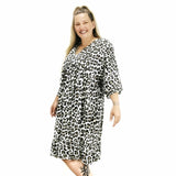 Mikaela Leopard Smock Dress Cream (sz 16-24)