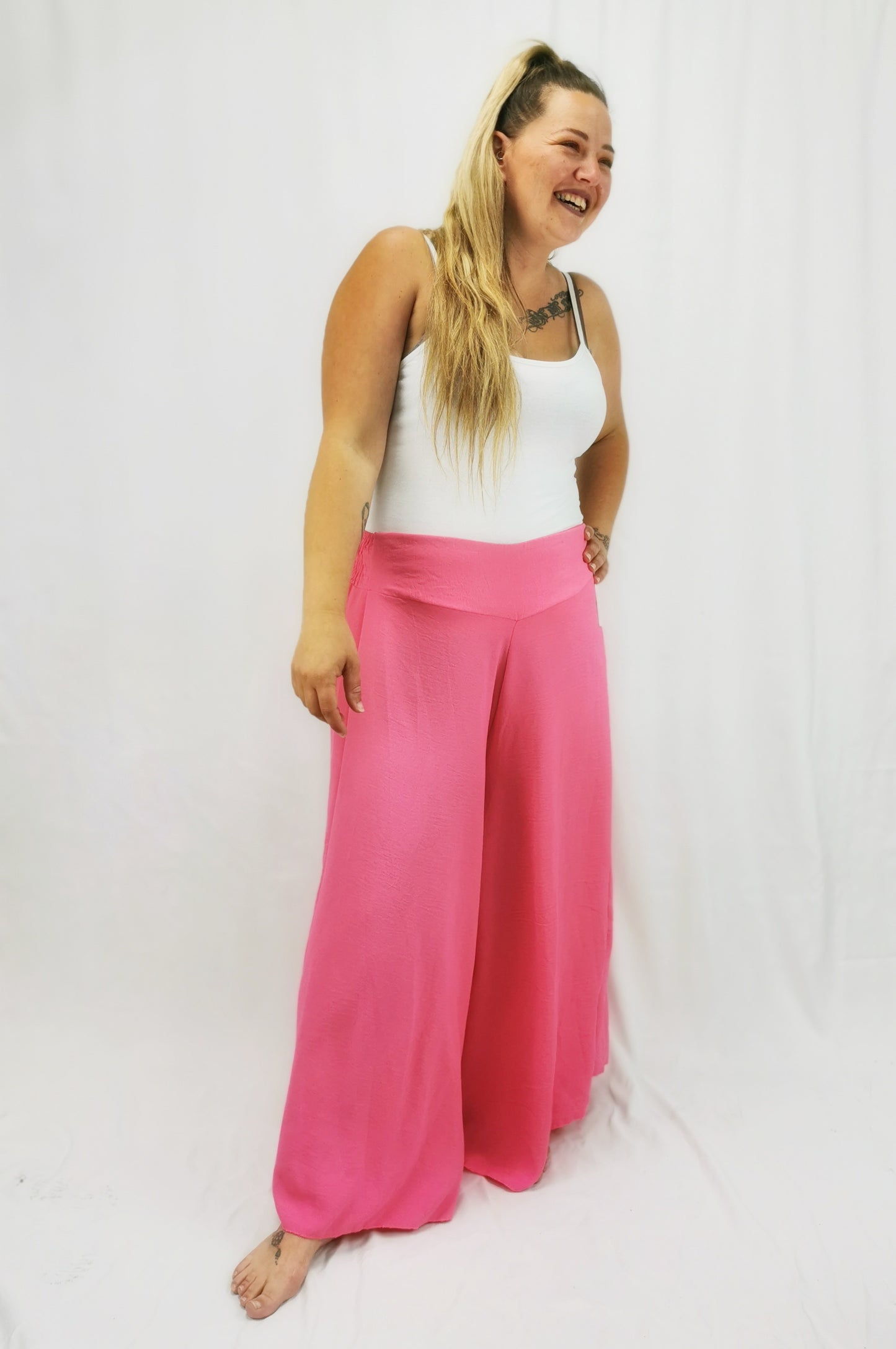 Penny Palazzo Trousers Fuchsia (sz 14-24)