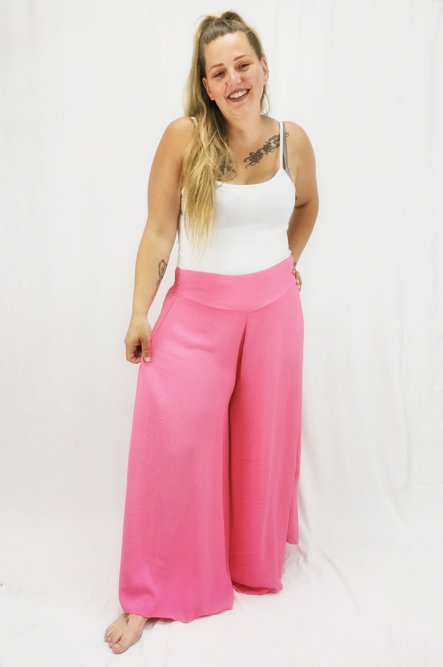 Penny Palazzo Trousers Fuchsia (sz 14-24)