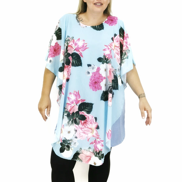 Bouquet Layer Top Baby Blue (sz 16-24)