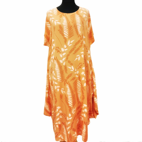 Celia Leaf Dress Orange (sz 16-24)