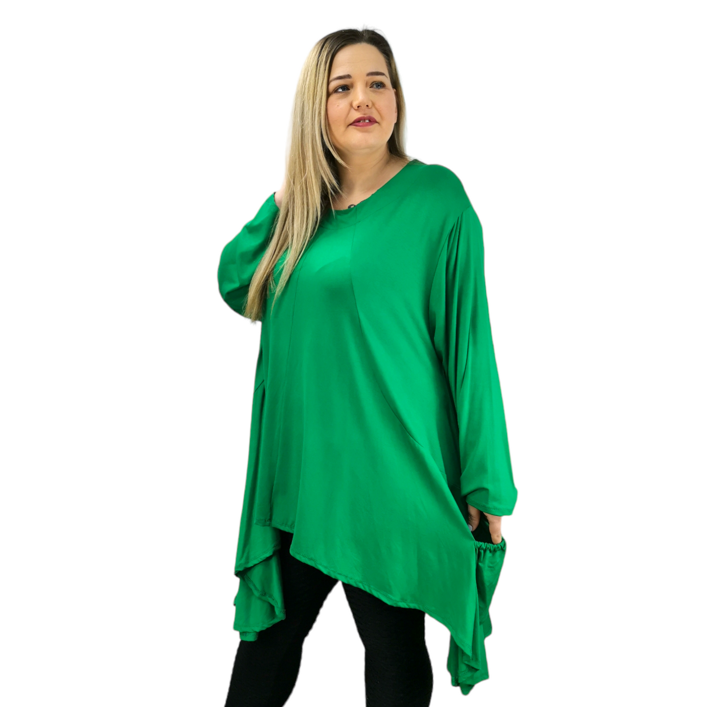 Rosie Drawstring Pocket Top Emerald (sz 18-28)