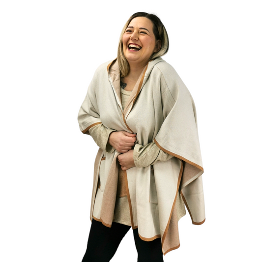 Janny Open Hooded Poncho Apricot (sz 14-24)