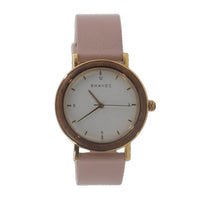 Joplin Real Wood and Leather Ladies Quartz Watch Rose