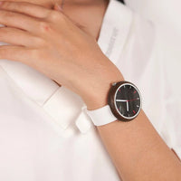 Gala Real Ebony Wood and Silicon Quartz Ladies watch