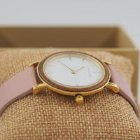 Joplin Real Wood and Leather Ladies Quartz Watch Rose