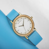 Joplin Real Wood and Leather Ladies Quartz Watch Turquoise